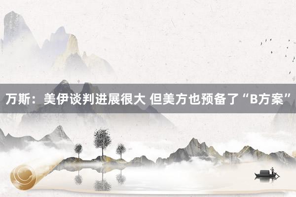 万斯：美伊谈判进展很大 但美方也预备了“B方案”